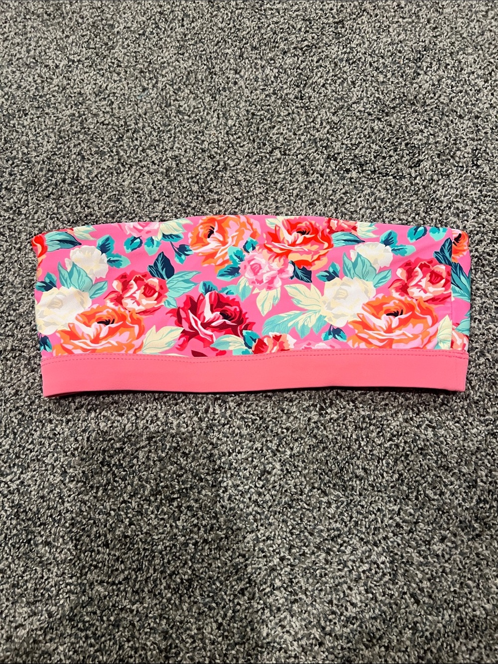 Lovers + Friends Floral Strapless Bikini Top in Pink Multi
